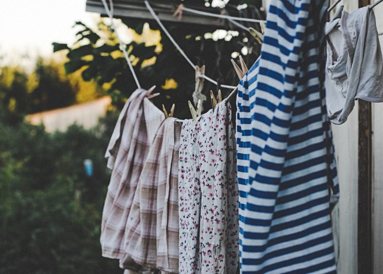 laundry hanging on a clothes line